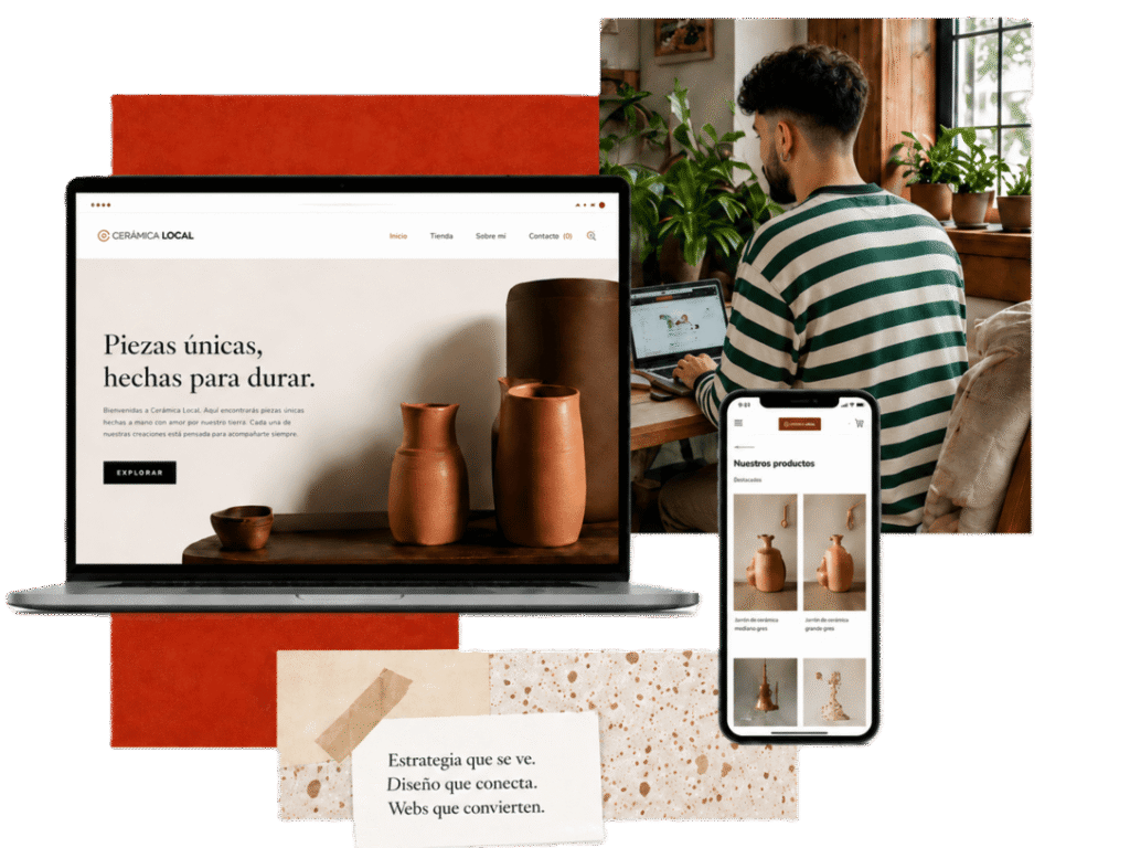 Espacio de trabajo de RojoTejaStudio durante el proceso de diseño web.