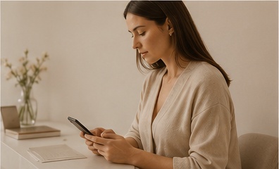 Persona reservando una consulta estética desde el móvil