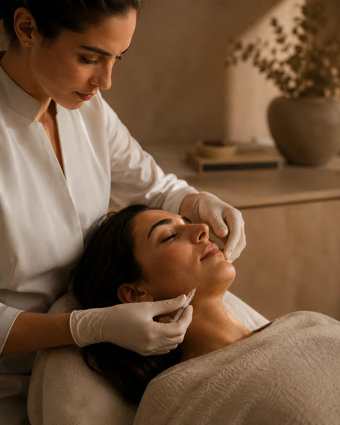 Aplicación precisa de un tratamiento de medicina estética en Egia