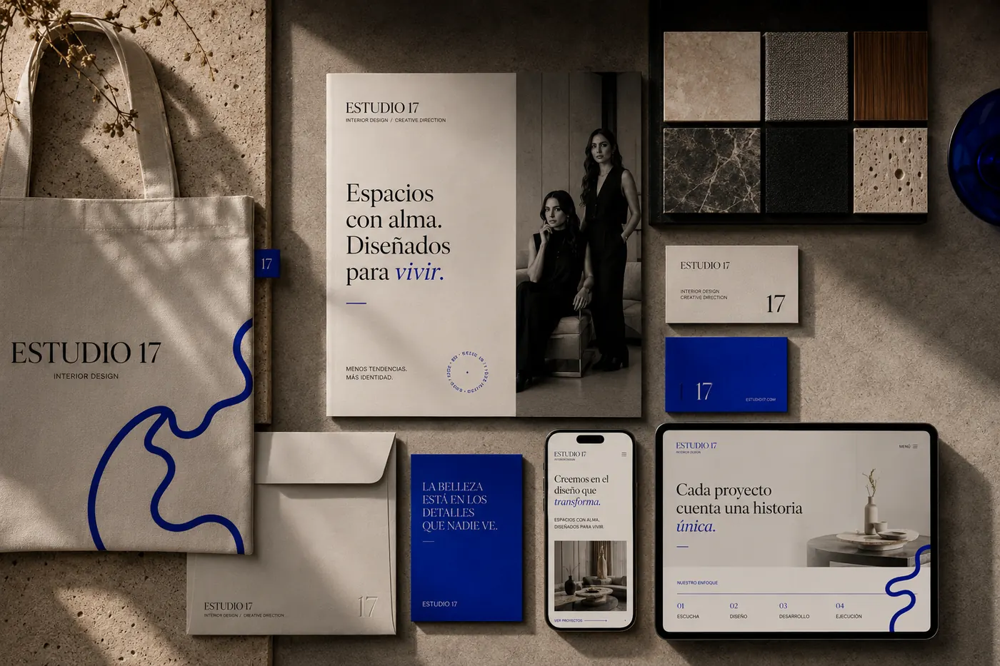 Universo visual y aplicaciones del branding de Estudio 17