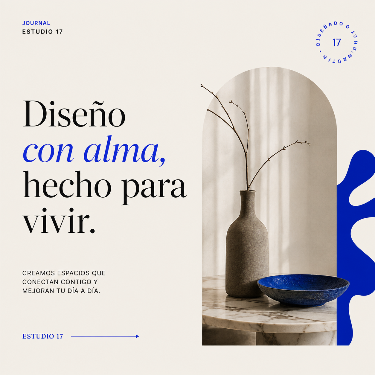 Pieza editorial Diseño con alma hecho para vivir de Estudio 17