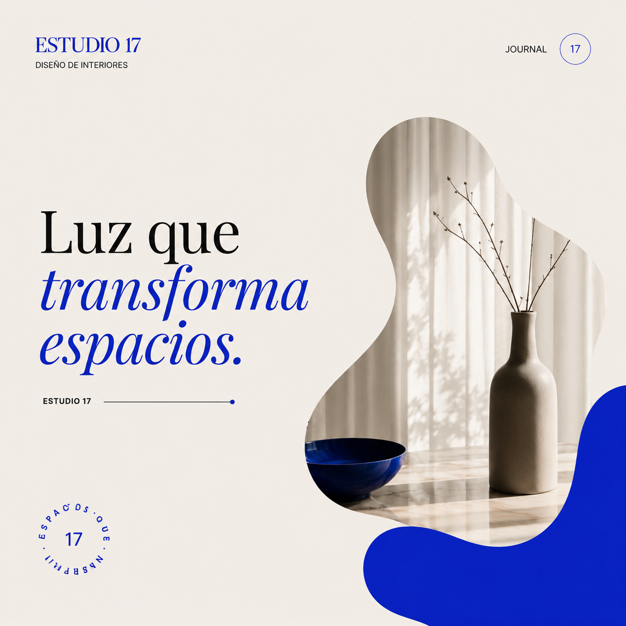 Pieza gráfica Luz que transforma espacios de Estudio 17